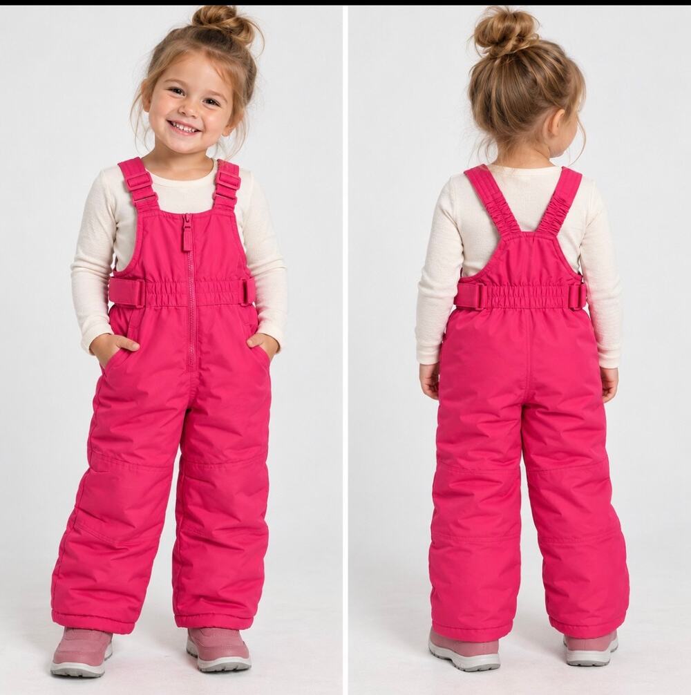 Cat & Jack Girls 3T Pink Snow Bib Overalls Insulated Winter Ski Pants